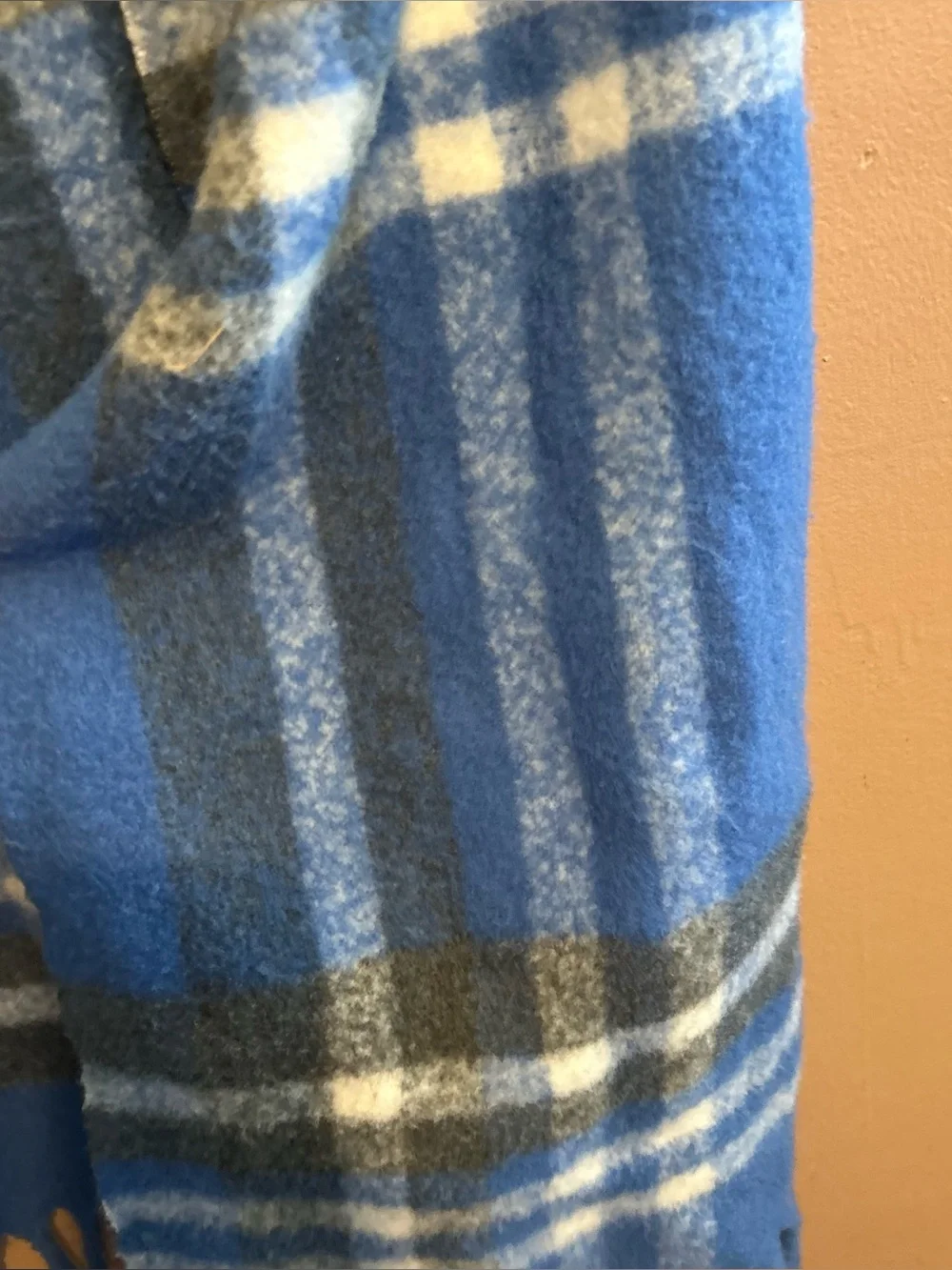 Uniqlo Wool Blend Souffle Yarn Chunky Scarf Blue Plaid Winter Fall Unisex